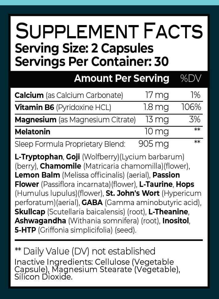 Deeper Sleep Capsules : 10 mg Melatonin + Magnesium, Calcium & Herbs