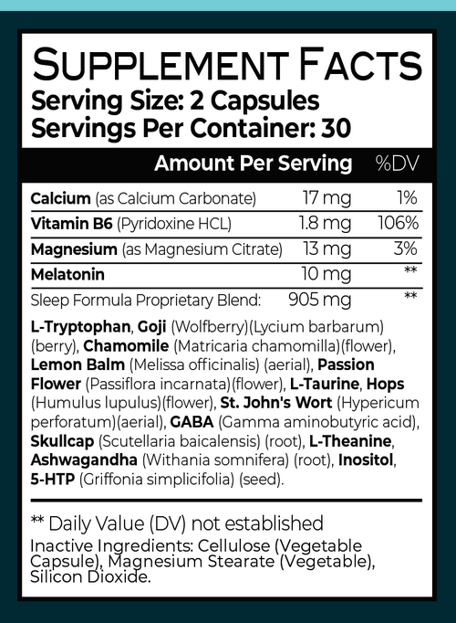 Deeper Sleep Capsules : 10 mg Melatonin + Magnesium, Calcium & Herbs