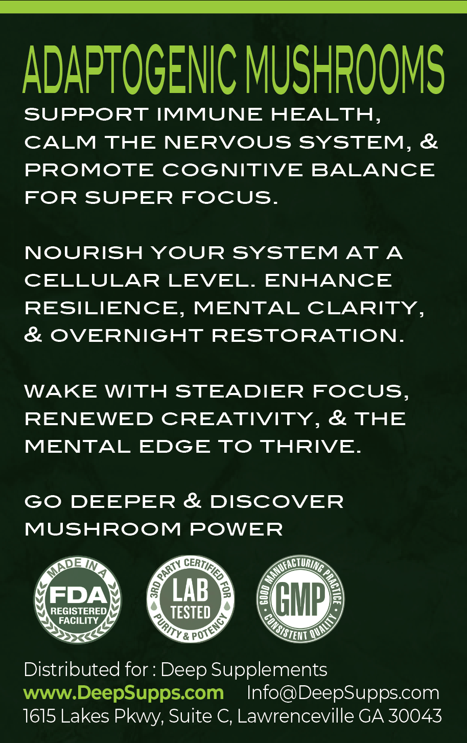 Deep Focus Capsules : Adaptogenic Mushrooms