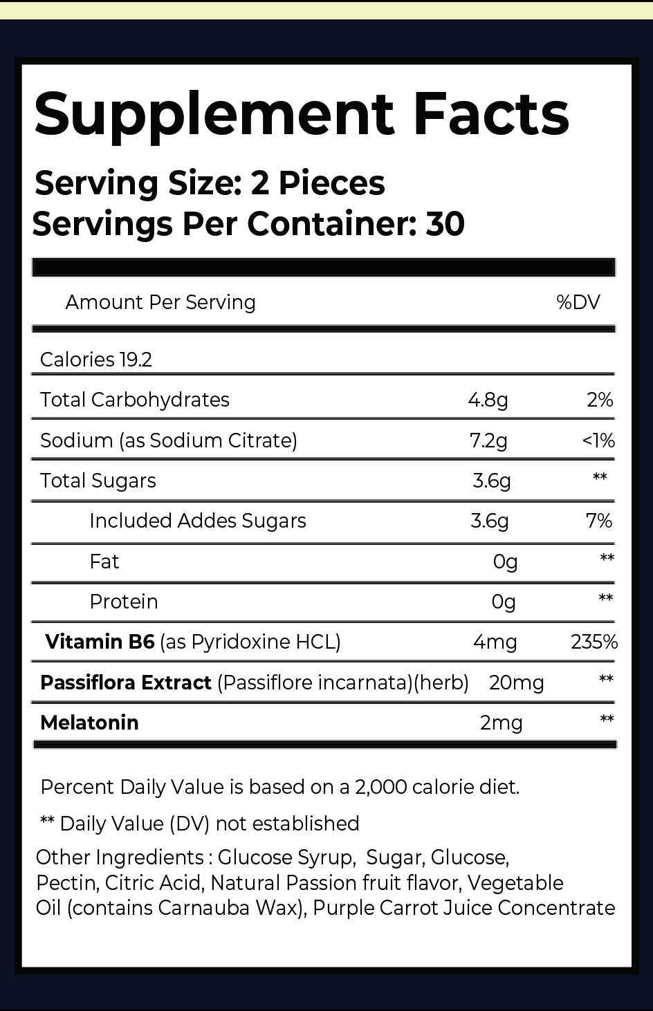 Deep Sleep Gummies : 2mg Melatonin + B6 + Passionflower